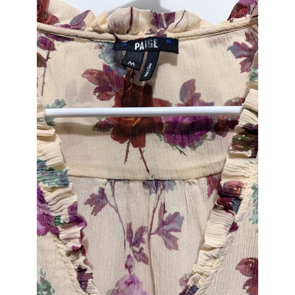 Paige Floral Ruffle Sleeveless Blouse Women’s M - Picture 3 of 8